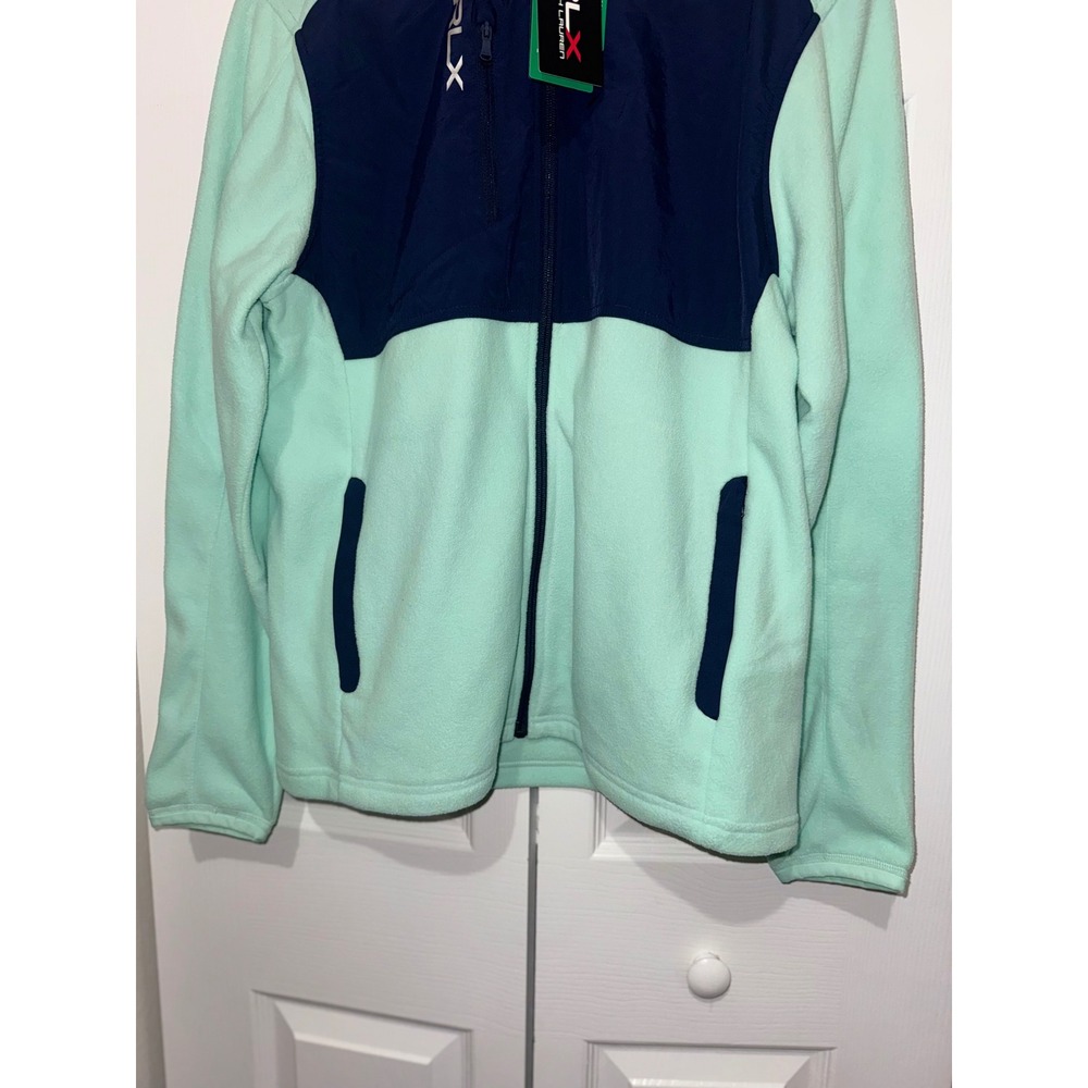 NWT RLX Ralph Lauren‎ Men Fleece Golf Jacket Mint Navy Full Zip Size M $198 - Picture 4 of 5